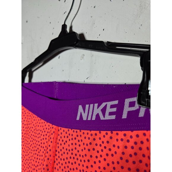 Nike Pro Girls Orange and Purple Polka Dot Leggings Size Large Active Athletic - Picture 3 of 12